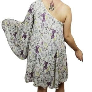 Rare London sz XL 1 sleeve Butterfly swing dress boho whimsicle